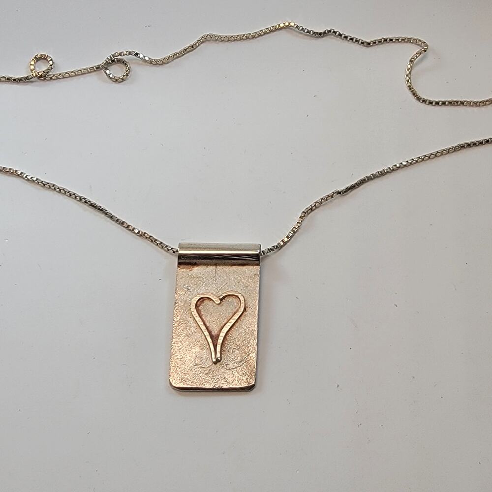 Vintage Sterling Silver Bar Pendant Necklace by Maure on Box Chain 925 Marked